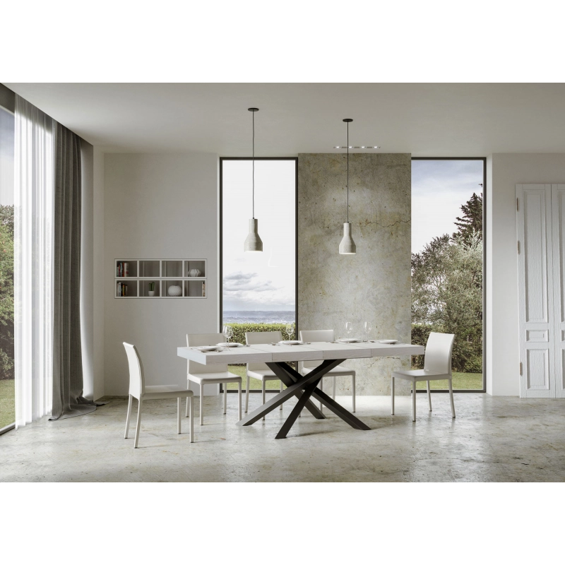 Tavolo allungabile 90x140/244 cm Volantis Premium telaio Antracite - Bianco Frassino