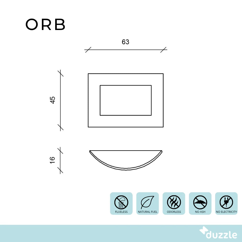 Orb, Biocamino da parete Nero (15.5cm X 63cm H. 45cm) | Duzzle