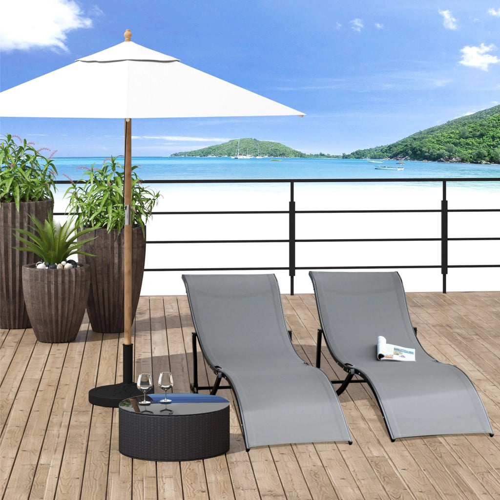 Set 2 Lettini Prendisole Pieghevoli ¨C Xylo ¨C Alluminio Textilene Antracite Giardino Esterno