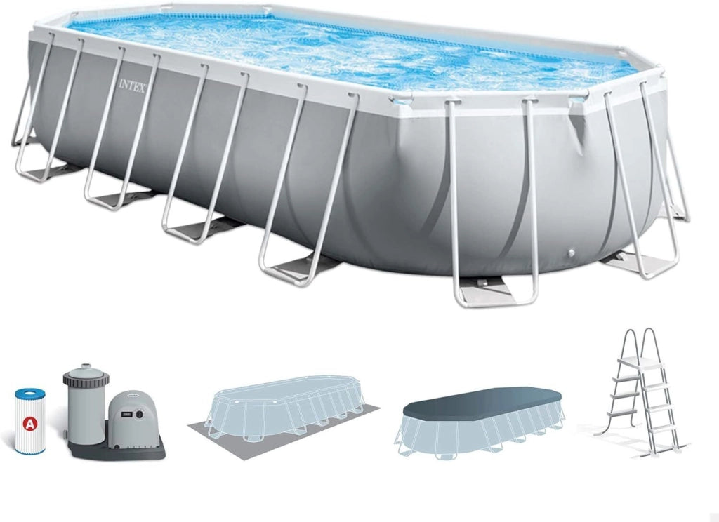 Intex Piscina 26798 Prisma Metal Frame Ovale con Filtro A3, dimensioni 610x305x122 cm