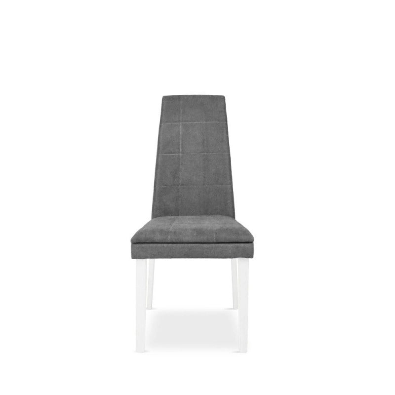 Sedia Tim in legno colore bianco e seduta in tessuto grigio set 2 pezzi
