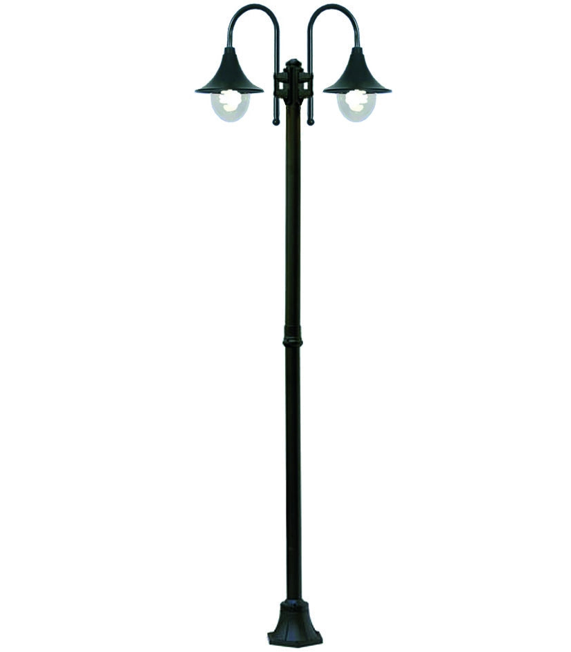 LAMPIONE 2 LUCI SU PALO MODELLO PARIGI  2x100w IP44 cm.76x230h. colore nero    SYNTESY
