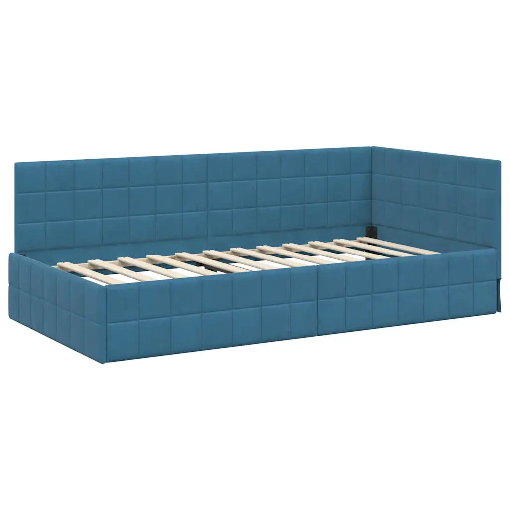 Struttura Letto Angolare con Materasso 2 pcs Blu Velluto 3393927