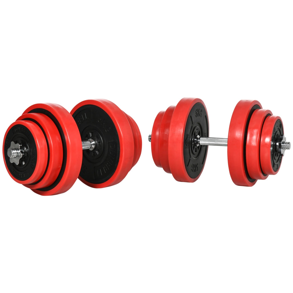 Set Manubri Palestra con Pesi 40kg ¨C zephmum ¨C Rosso, Metallo, Gomma, 45x26x26 cm