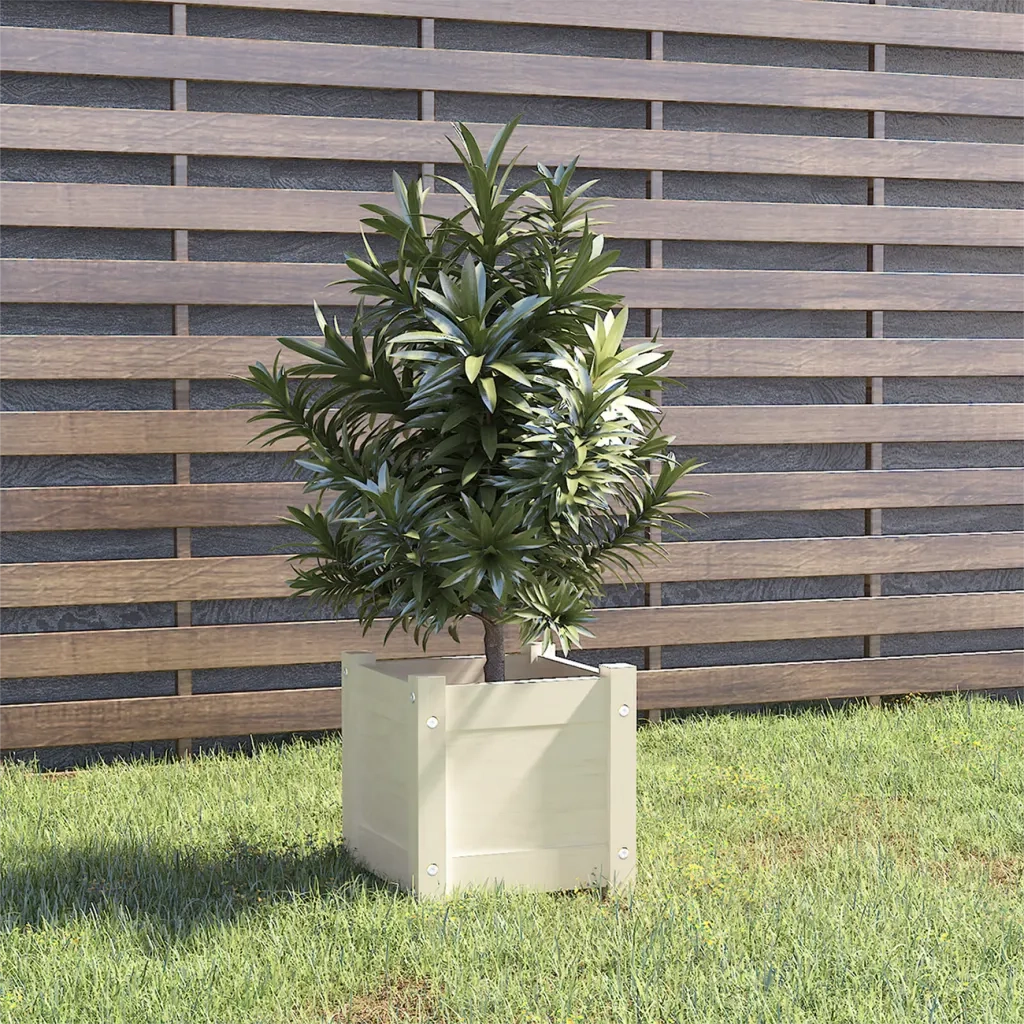 Fioriera da Giardino-Vaso da Esterno Bianca 31x31x31 cm Legno Massello di Pino 173653