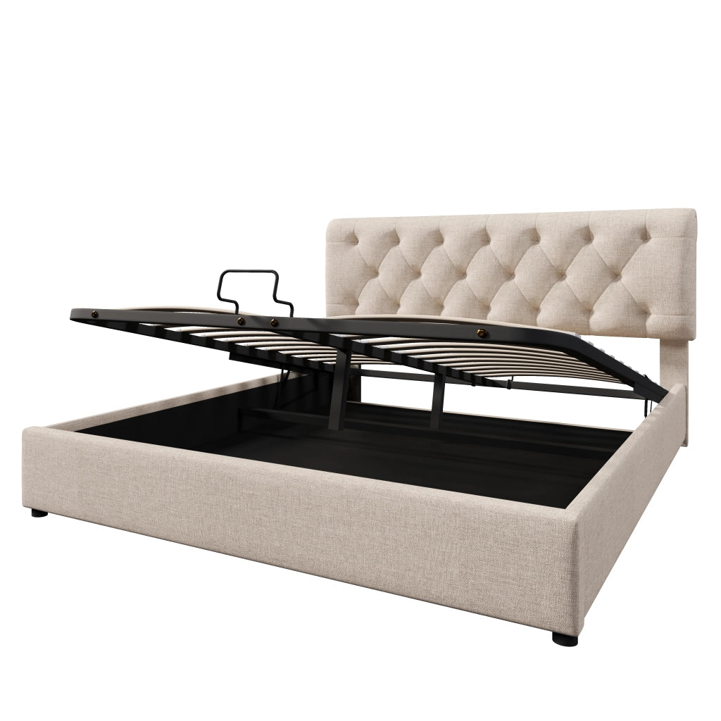 letto imbottito lino naturale 160 x 200 cm