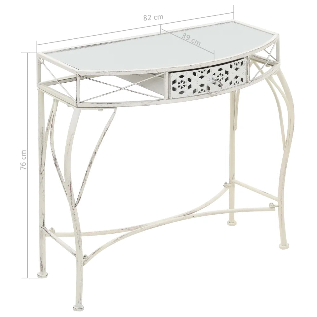 Tavolino Laterale in Stile Francese in Metallo 82x39x76 Bianco 245935