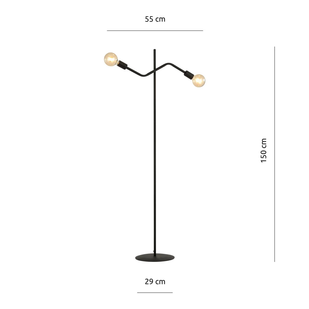 Plafoniera Moderna Febe Acciaio Nero 2 Luci E27 Ip20
