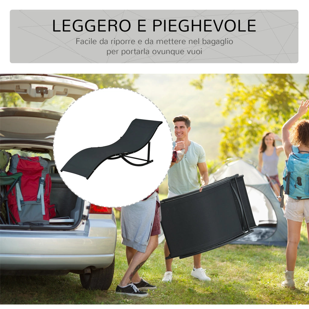 Sdraio Pieghevole da Giardino ¨C Xylo ¨C Alluminio e Textilene 61x165x63cm Set 2 Pezzi