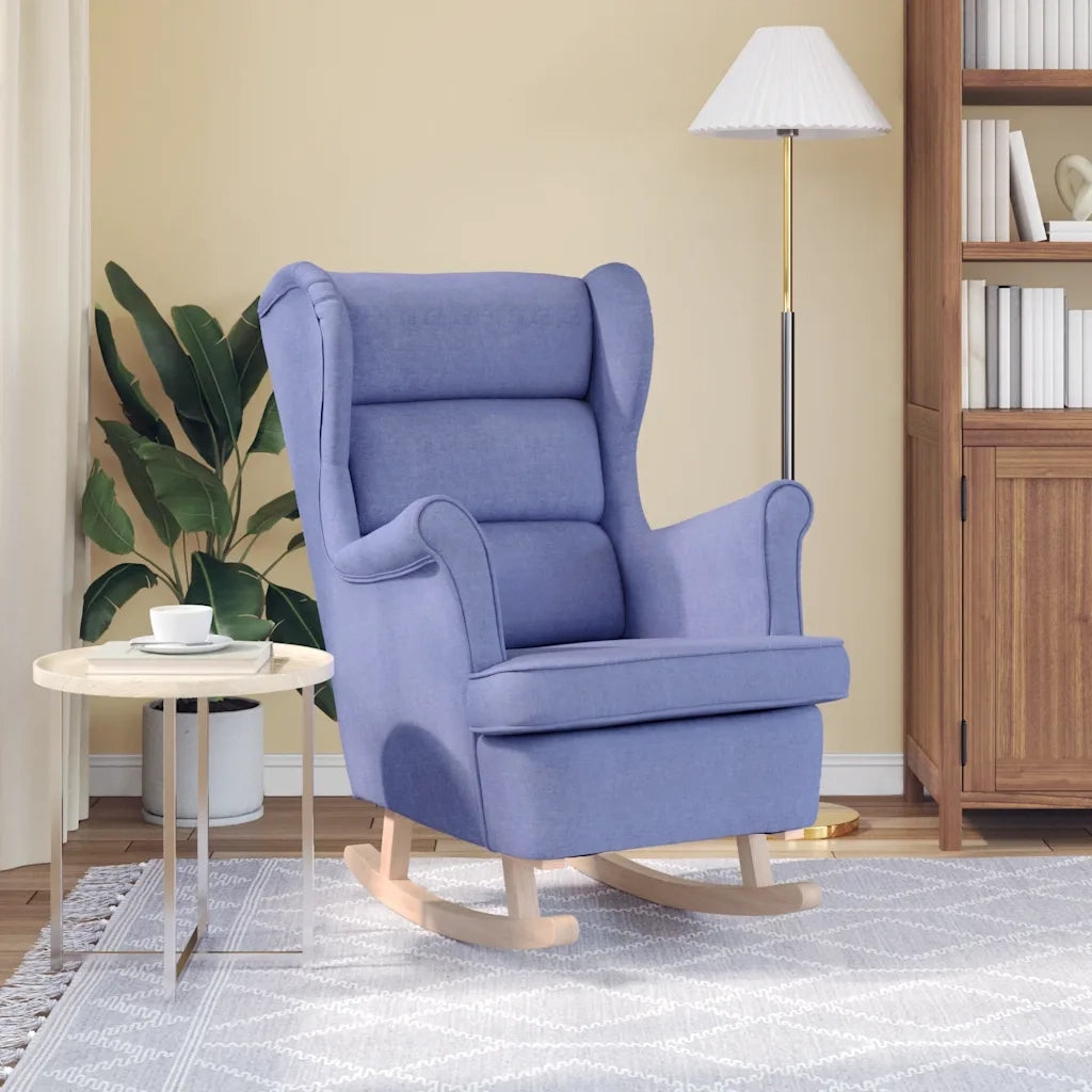 Poltrona | Sedia a Dondolo Jeans Blu 74x90x102 cm in Tessuto