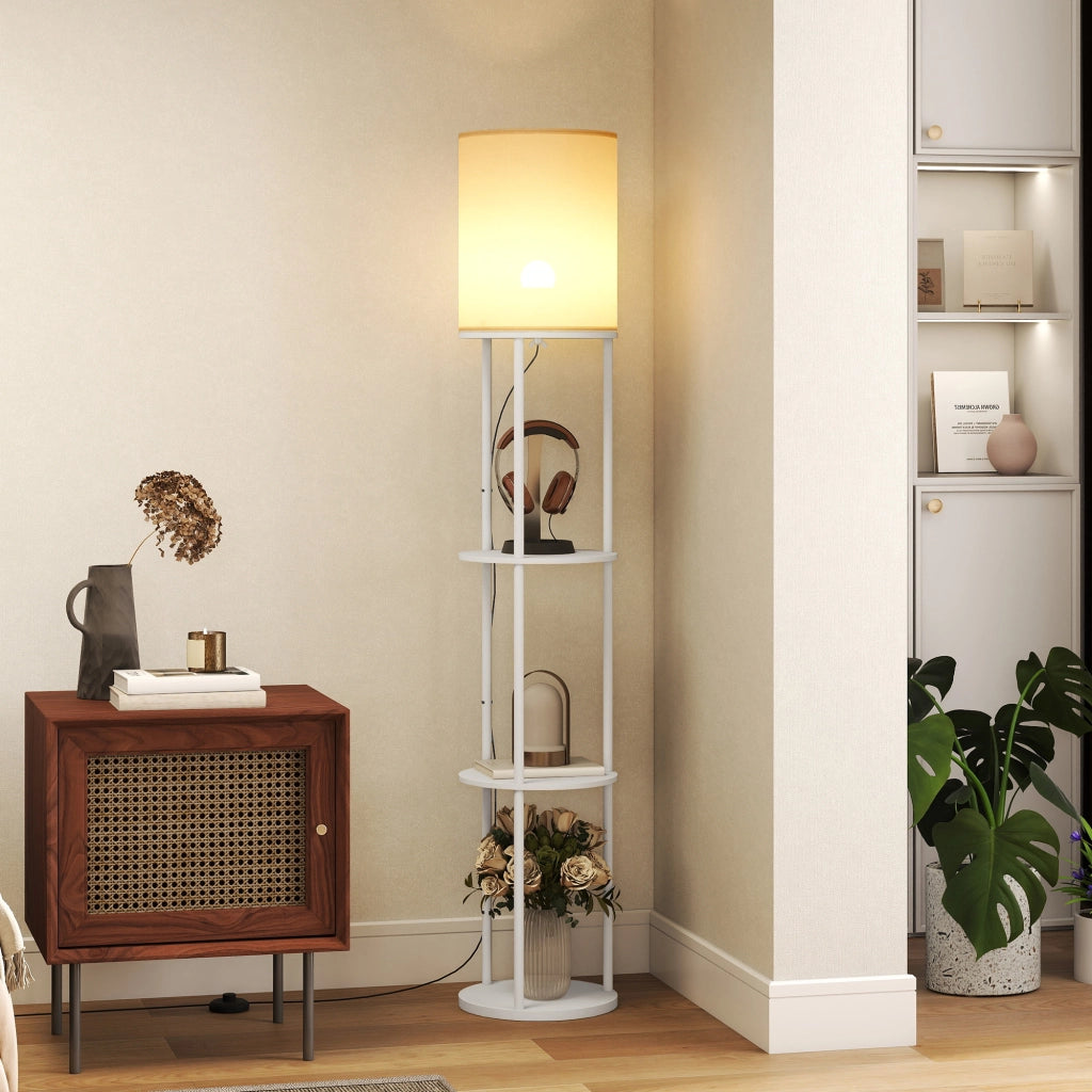 Lampada da terra con ripiani ¨C Minimal ¨C 3 temperature colore telecomando bianco