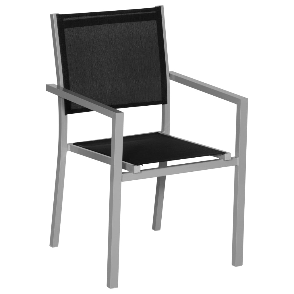 Set di mobili da giardino BARI in textilene nero 8 posti - alluminio grigio