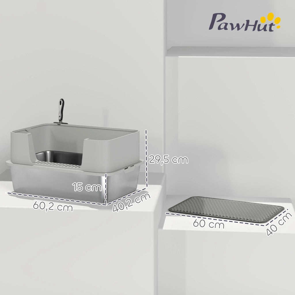 Lettiera per gatti XL in acciaio inox ¨C Xylo ¨C 60,2x40,2x29,5 cm grigio