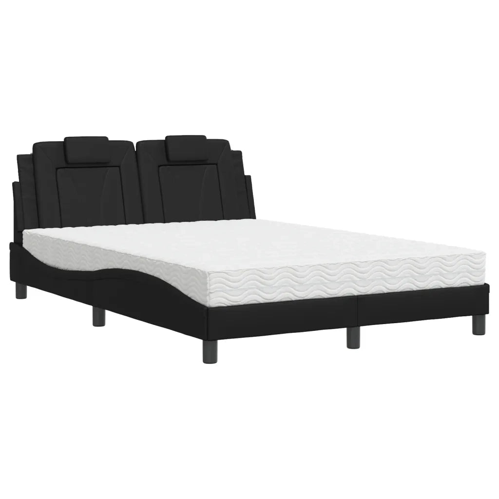Letto matrimoniale | Letto per adulti | Letto Viana con Materasso Nero 120x200 cm in Similpelle