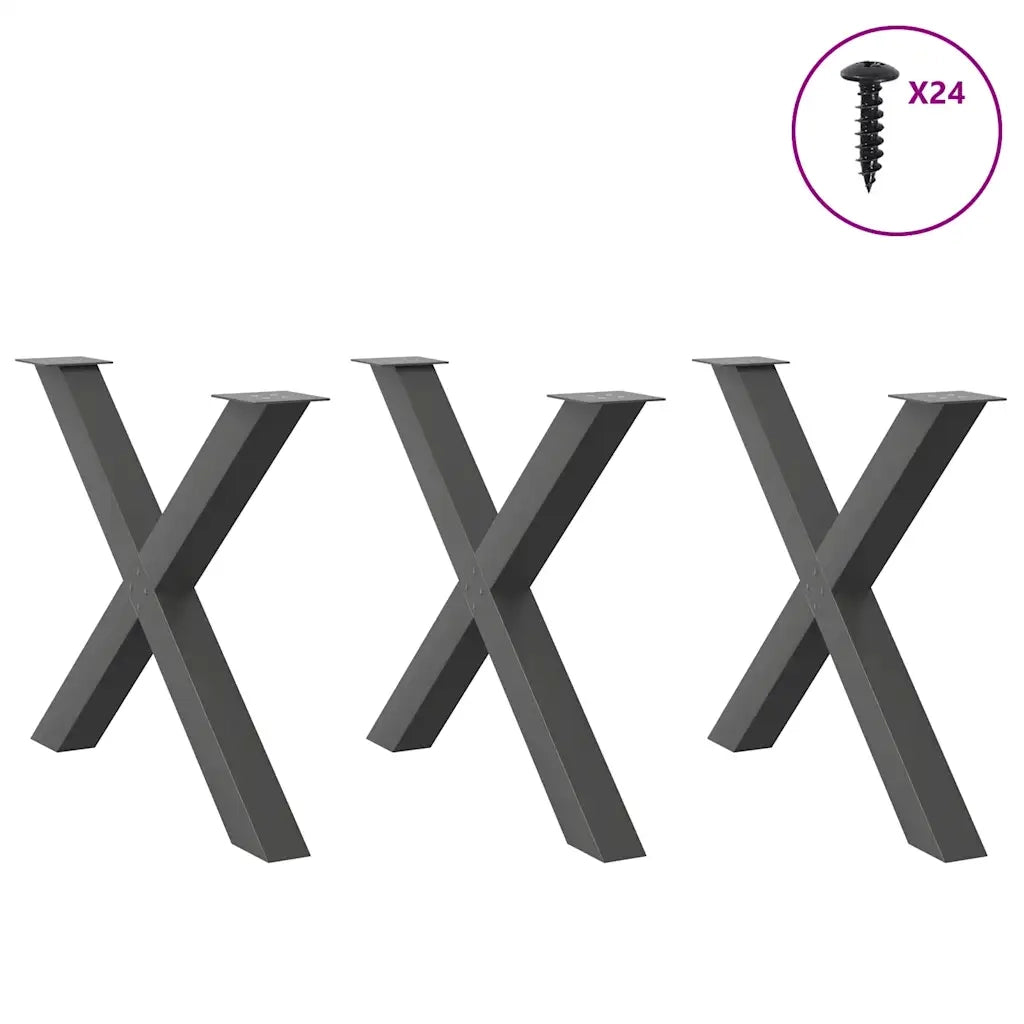 Gambe per tavolo da pranzo a forma di X 3 pz Antracite 90x(72-73) cm Acciaio 4012998