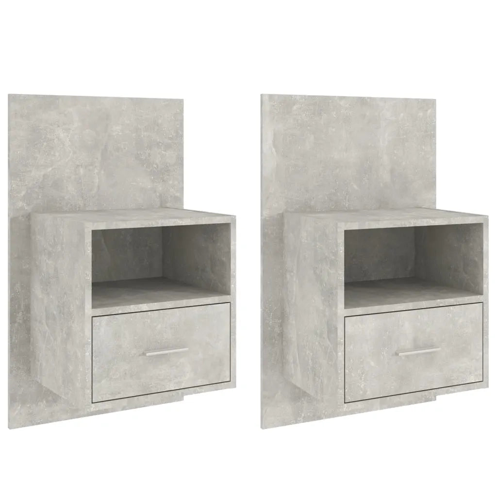 Comodini a Muro 2 pz Grigio Cemento 811016