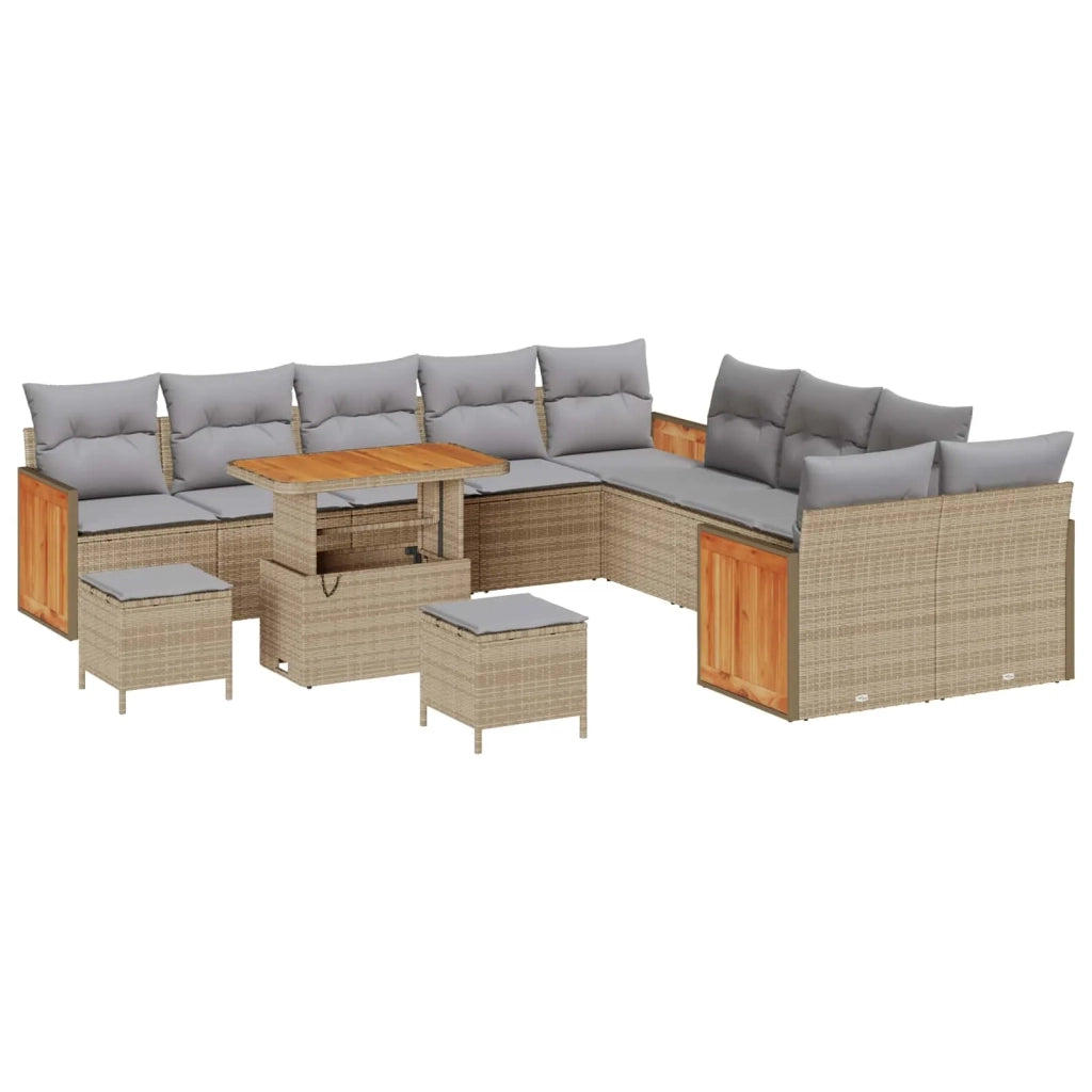 Set Divano da Giardino con cuscino 13 pcs Beige e Grigio Chiaro 3363237