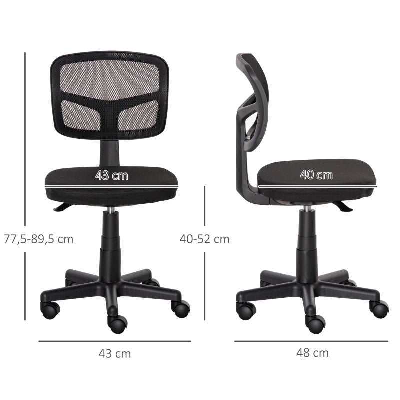 Sedia da ufficio, sedia ergonomica da scrivania, sedia girevole regolabile in altezza, salvaspazio, nera