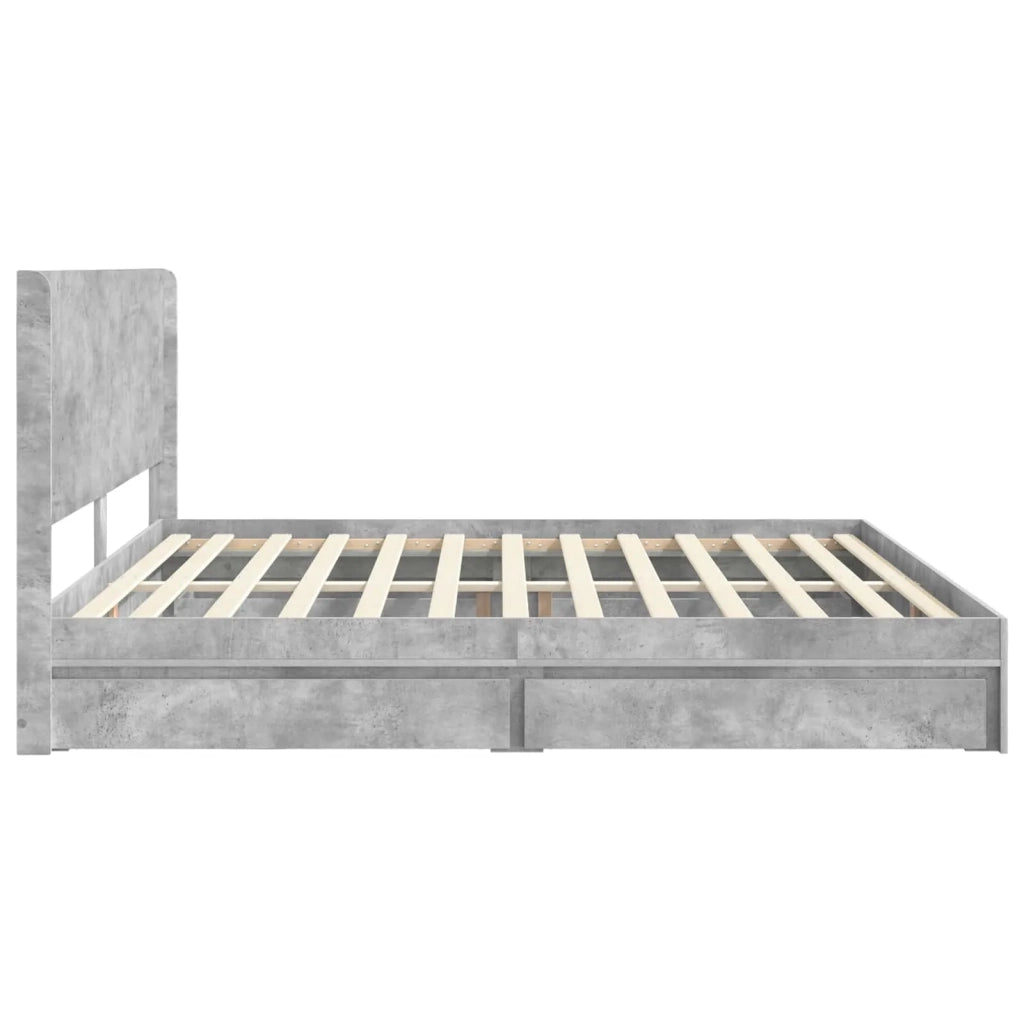 Struttura del letto con stoccaggio e testata Grigio Cemento 3413998