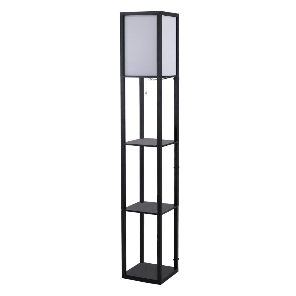 Lampada a Terra con Mensole ¨C Zephmum ¨C Nero e Bianco 26x26x160 cm