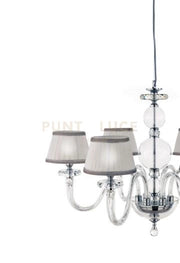 LAMPADARIO BACH 3 LUCI CRISTALLO E FINITURA CROMO ATTACCO E14 CON PARALUMI