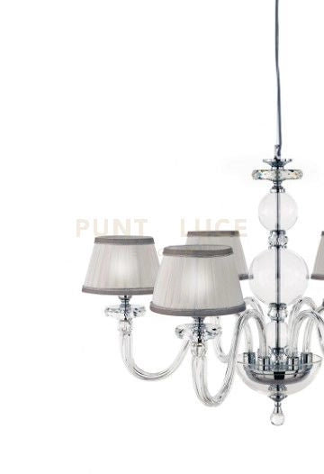 LAMPADARIO BACH 3 LUCI CRISTALLO E FINITURA CROMO ATTACCO E14 CON PARALUMI