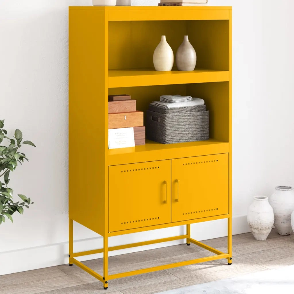 Credenza | Madia | Buffet da pranzo | Armadio da pranzo Giallo Senape 68,5x38,5x123,5 cm in Acciaio