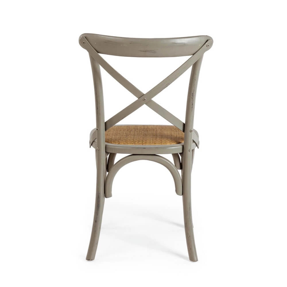 Sedia in Legno di Olmo con Seduta in Rattan Naturale - CROSS