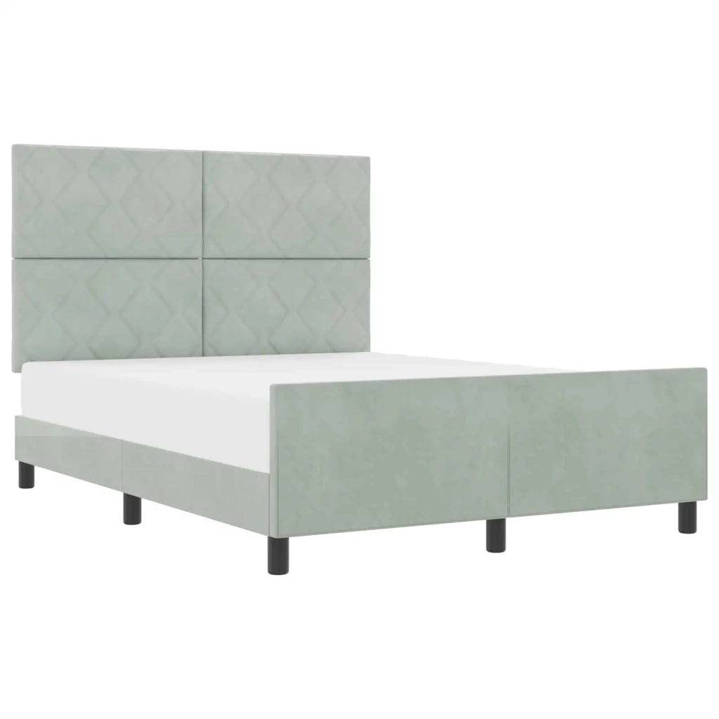 Letto a molle con testiera Grigio chiaro 140 x 200 cm Velluto 3345011