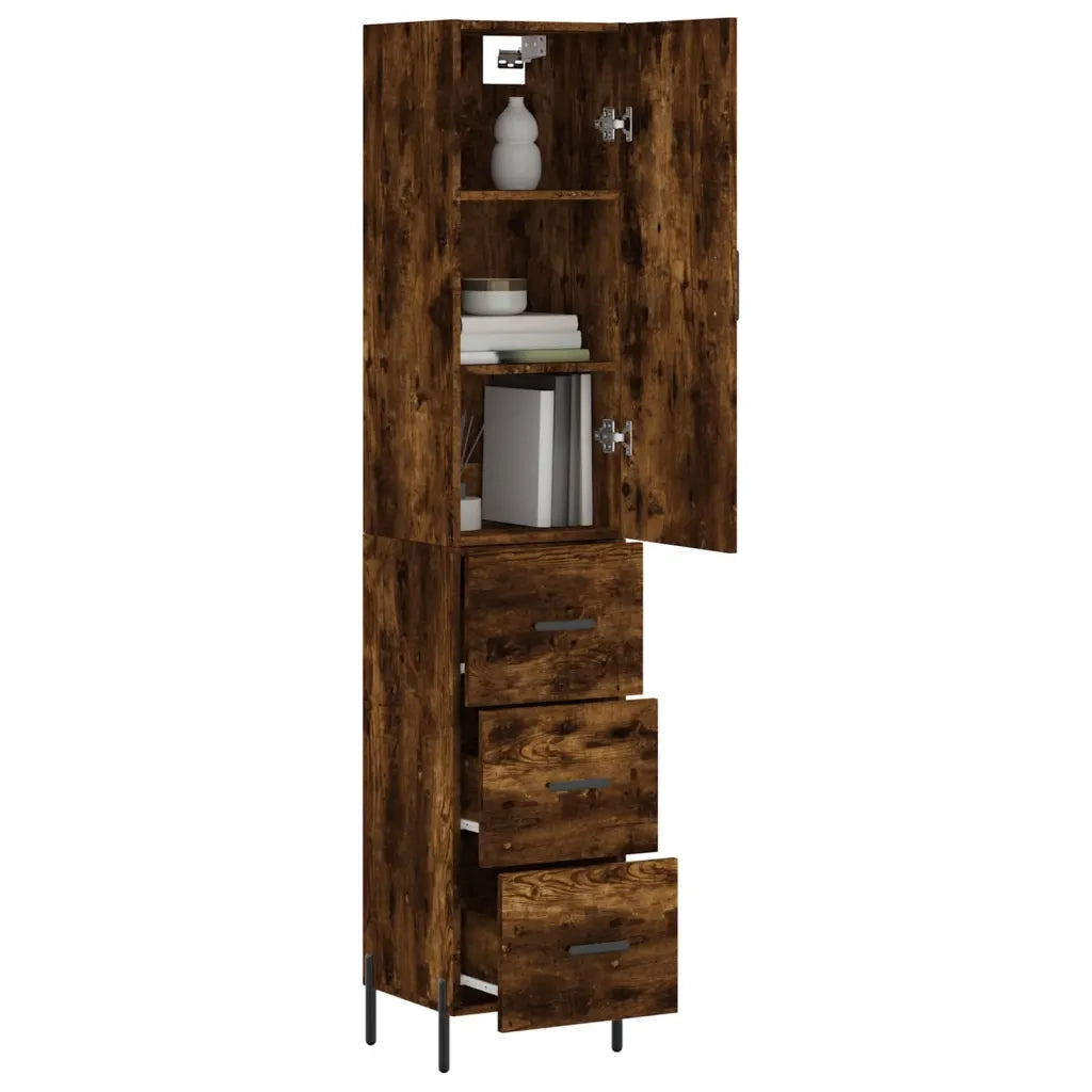 Credenza-Buffet-Armadio da cucina Rovere Fumo 34,5x34x180 cm in Legno Multistrato 921559