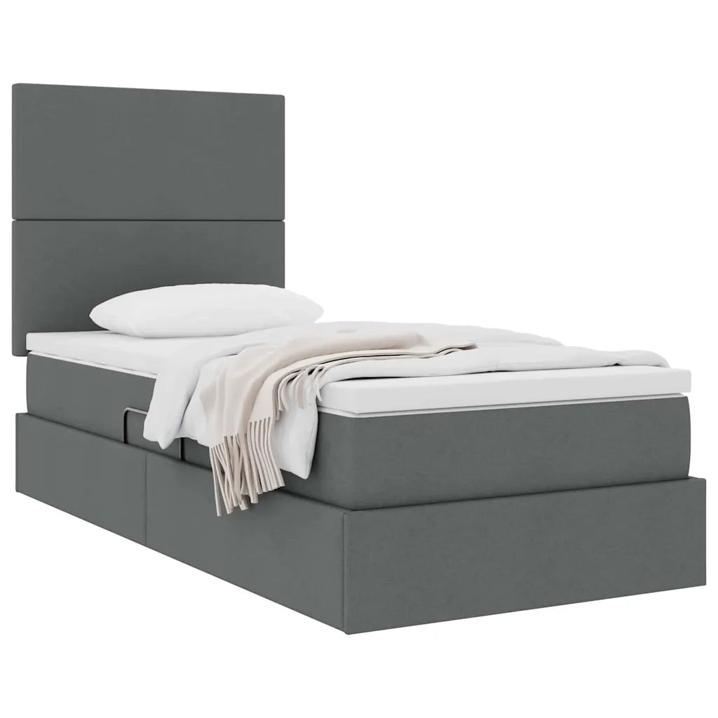 Letto con contenitore e materasso Grigio scuro 90 x 190 cm