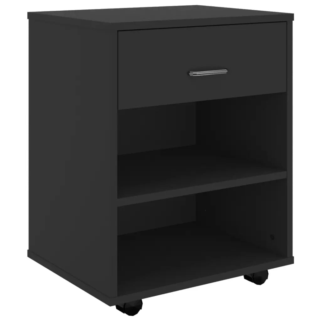 Mobiletto con Ruote Nero 46x36x59 cm in Legno Multistrato 808468