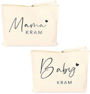 Set di borse per trucco in tessuto di canapa - Beige - Dimensioni 23 x 16 x 5 cm - Borse per toilette