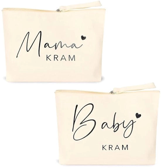 Set di borse per trucco in tessuto di canapa - Beige - Dimensioni 23 x 16 x 5 cm - Borse per toilette