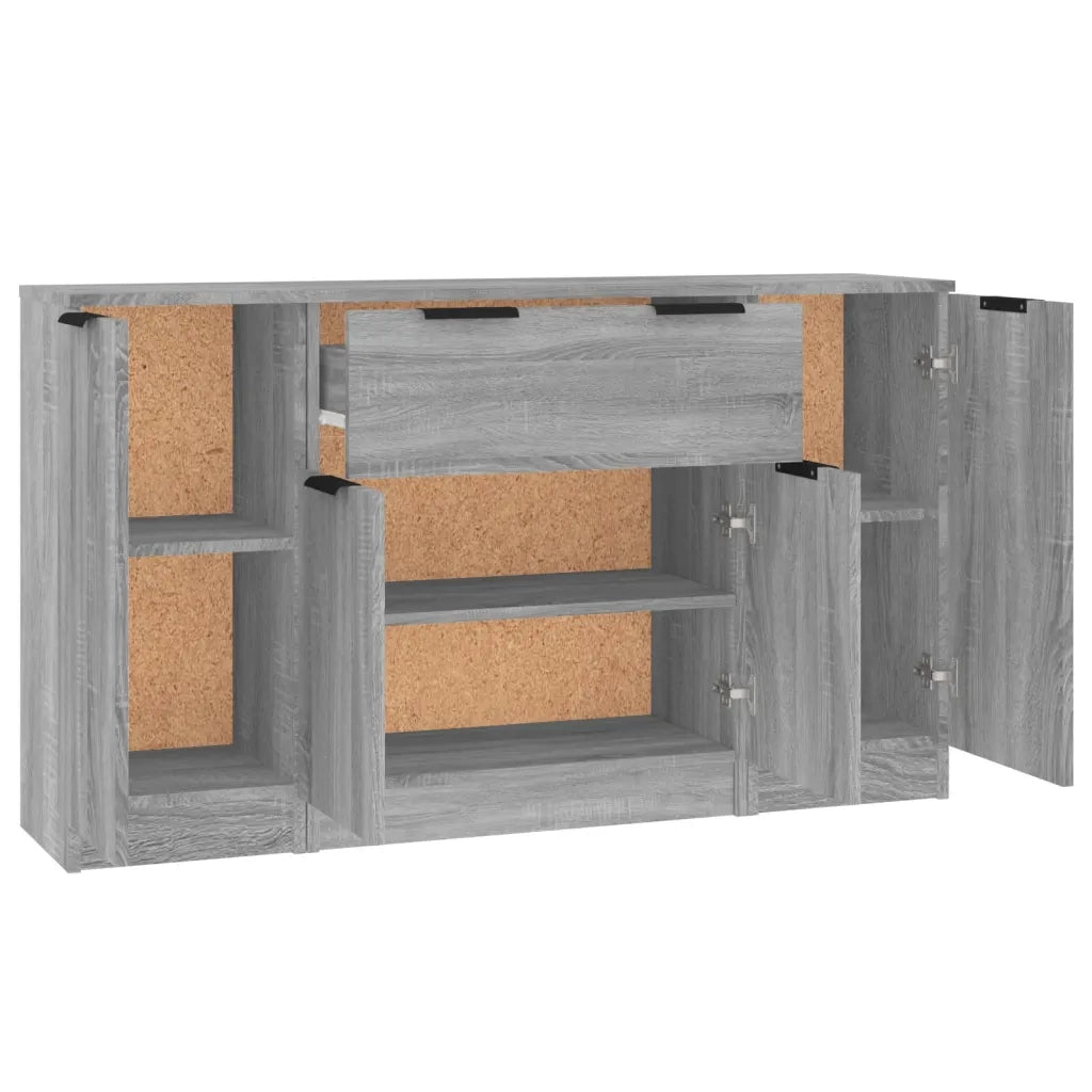 Credenze 3 pz | Madia | Buffet da pranzo | Armadio da pranzo Grigio Sonoma in Legno Multistrato