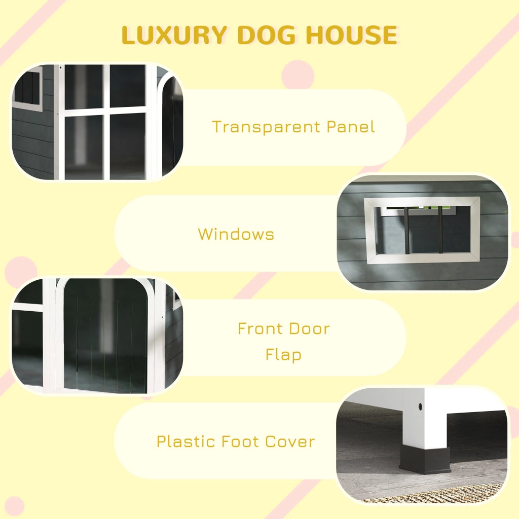 Cuccia per cani ¨C Xylo ¨C legno grigio 101x66.5x70.5 cm con tetto apribile