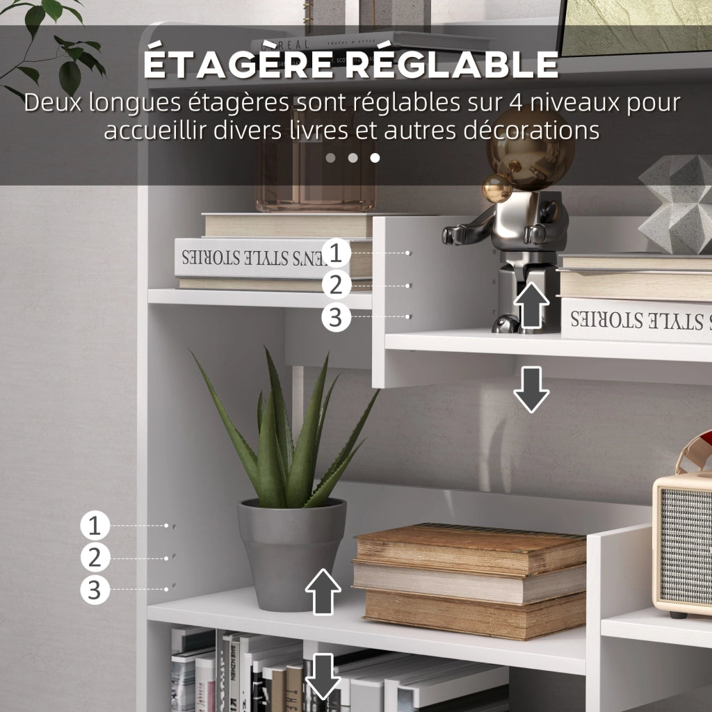 Libreria Scaffale Mobile con Ripiani ¨C Zephmum ¨C Bianco 90x24x91 cm
