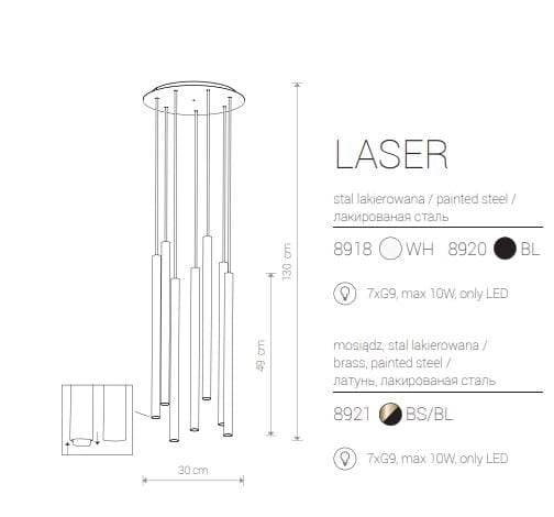 Lampadario sospeso Nowodvorski Laser bianco metallo Ø30cm