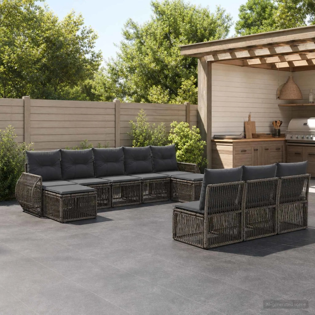 Set Divano da Giardino 10 pz Grigio e Grigio Scuro polyrattan 3435539