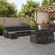 Set Divano da Giardino 10 pz Grigio e Grigio Scuro polyrattan 3435539