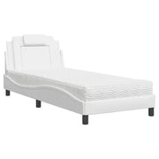 Letto singolo | Letto per adulti | Letto Viana con Materasso Bianco 90x200 cm in Similpelle