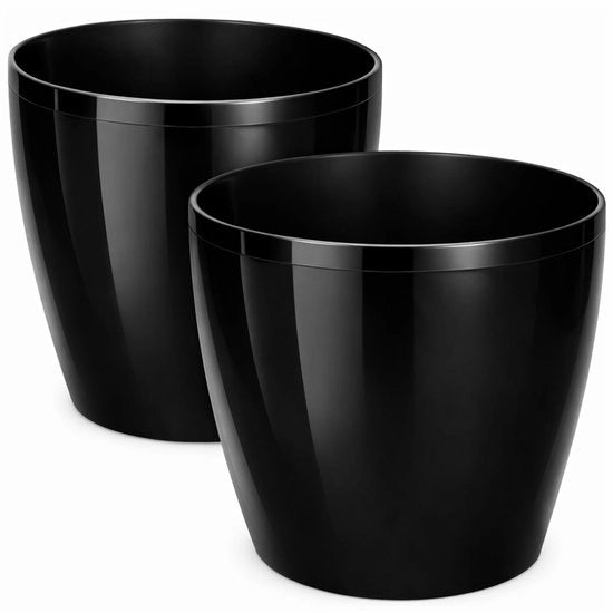 Set di vasi ornamentali in plastica nera da 2 pezzi Ø 12 cm