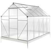 Grande serra da giardino in policarbonato con struttura in alluminio Porte scorrevoli walk-in Protezione UV Argento
