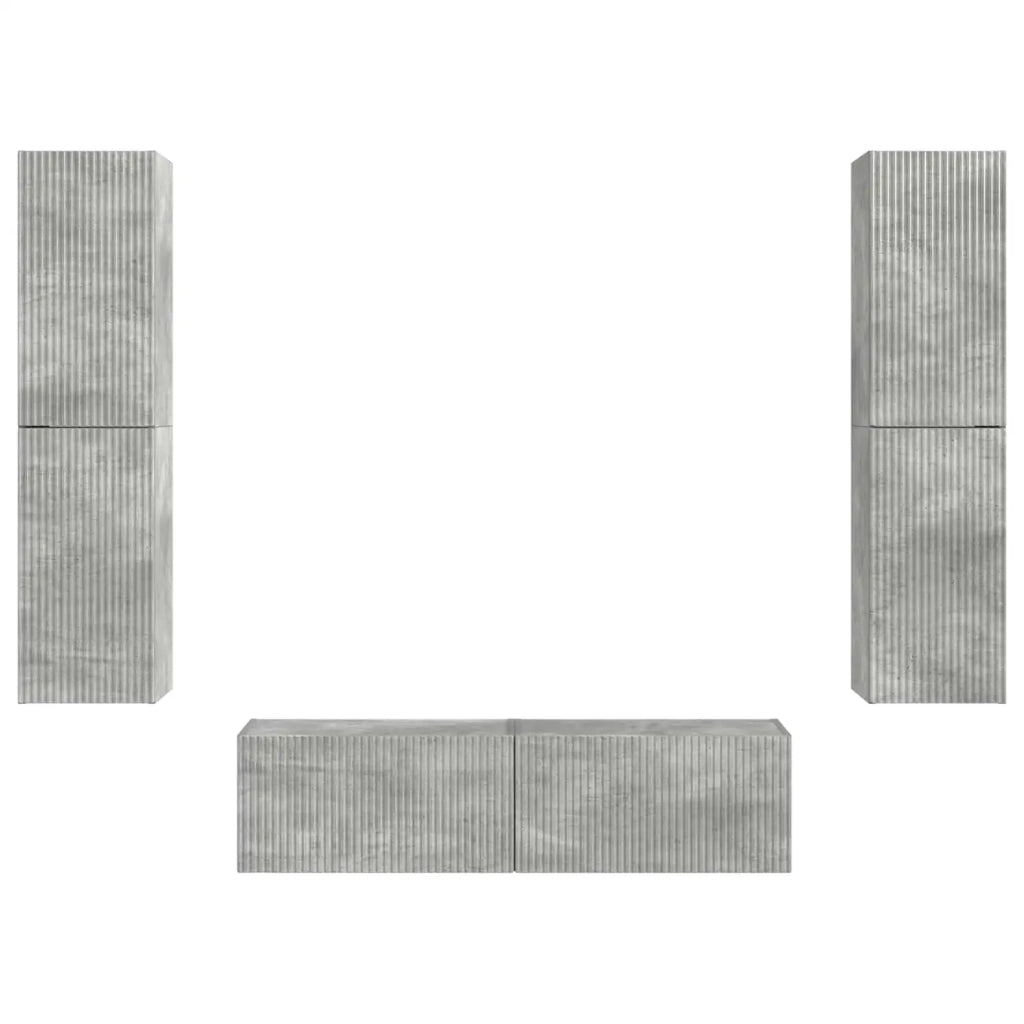 Set mobile TV 6 pz-Credenza per TV Grigio cemento Legno multistrato 424458