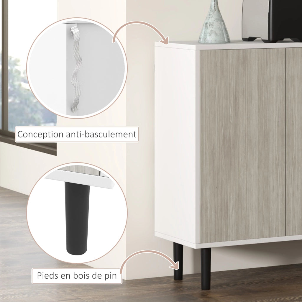 Buffet ¨C zephmum ¨C bianco e grigio 121x37x75 cm