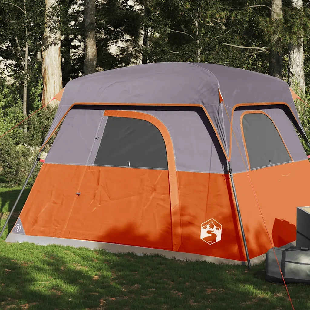Tenda da Campeggio | Tenda Familiare a Cabina 4 Persone Arancione Impermeabile