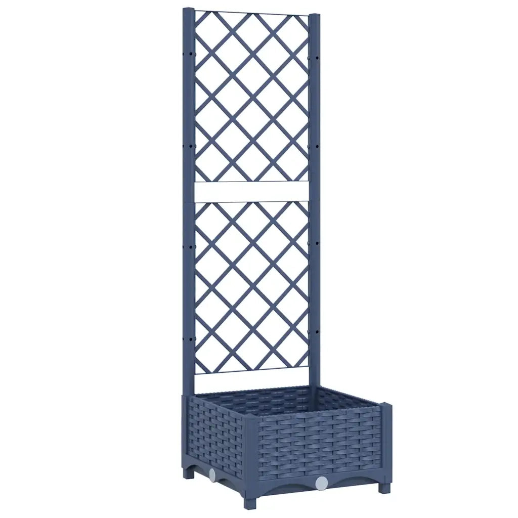 Fioriera da giardino con traliccio-Vaso da Esterno-Vaso con Griglia blu grigio 40x40x121,5 cm PP