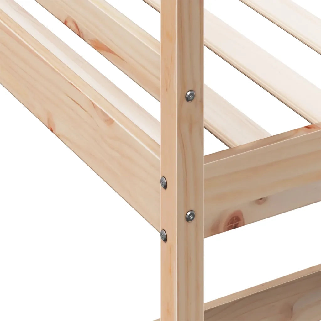 Letto singolo | Letto per adulti | Letto Soppalco con Scrivania 90x200 cm Legno Massello Pino