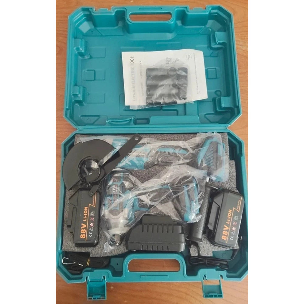 Trade Shop - Kit Avvitatore A Impulsi + Smerigliatrice Angolare Elettrici A Batteria 88v Molteplici Usi -