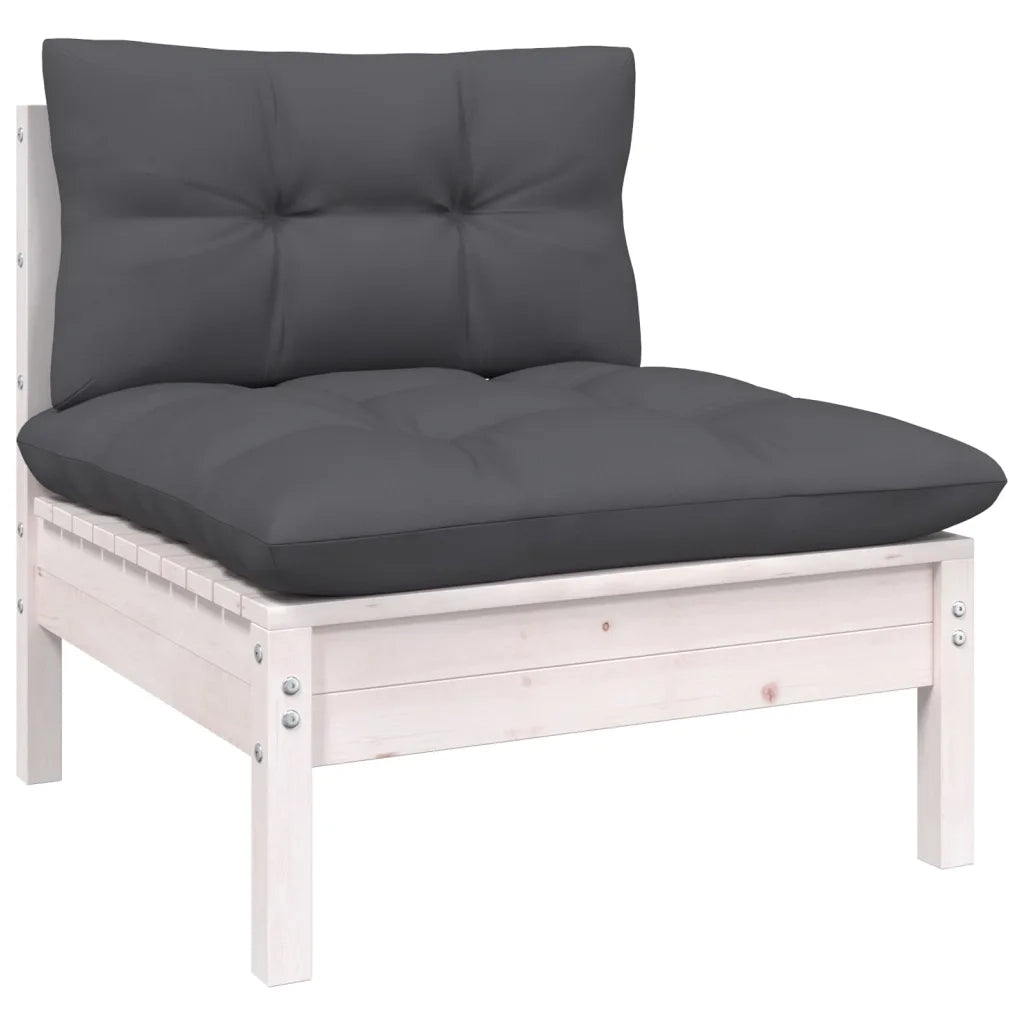 Set Divani da Giardino 6 pz con Cuscini Bianchi Legno di Pino 3097152
